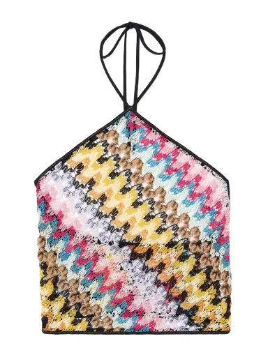 Missoni Cropped Metallic Crochet-knit Halterneck Top | Thumbnail 1 Missoni Cropped Metallic Crochet-knit Halterneck Top | Thumbnail 1