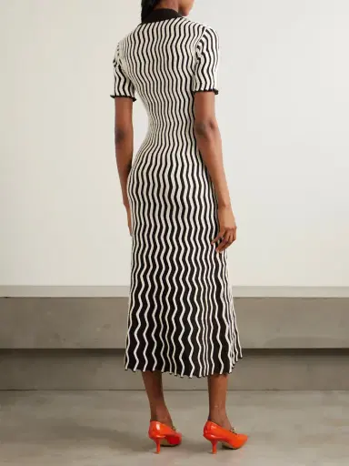Bottega Veneta Striped Ribbed Wool Midi Dress | Thumbnail 3 Bottega Veneta Striped Ribbed Wool Midi Dress | Thumbnail 3