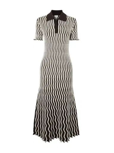 Bottega Veneta Striped Ribbed Wool Midi Dress | Thumbnail 1 Bottega Veneta Striped Ribbed Wool Midi Dress | Thumbnail 1