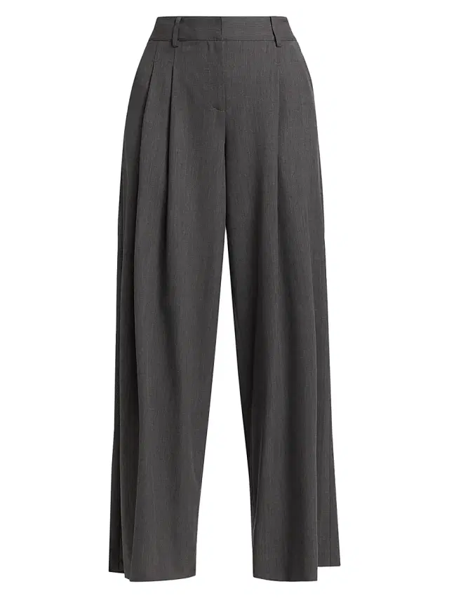 Women's New Didi Wide-Leg Wool Trousers - Medium Heather Grey