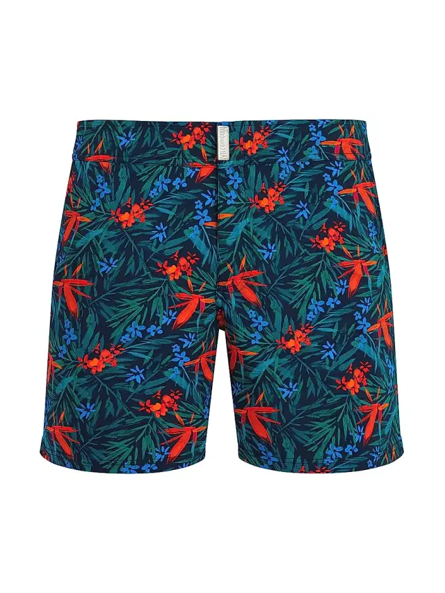 Men's Tropical Flowers Swim Shorts - Blue Marine