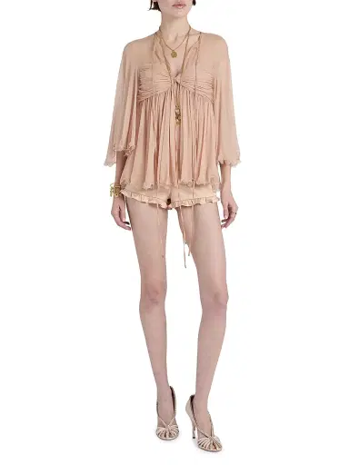 Chloé Women's Gathered Silk Georgette Blouse - Tender Peach | Thumbnail 2