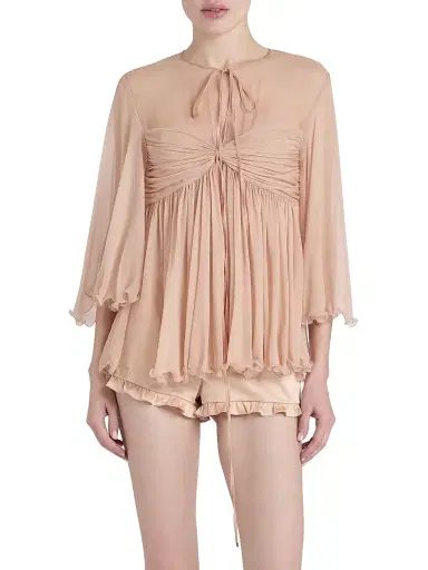 Chloé Women's Gathered Silk Georgette Blouse - Tender Peach | Thumbnail 3