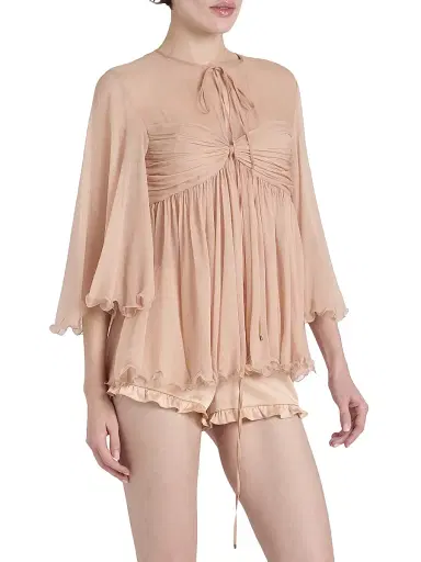 Chloé Women's Gathered Silk Georgette Blouse - Tender Peach | Thumbnail 6