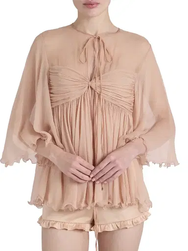 Chloé Women's Gathered Silk Georgette Blouse - Tender Peach | Thumbnail 7