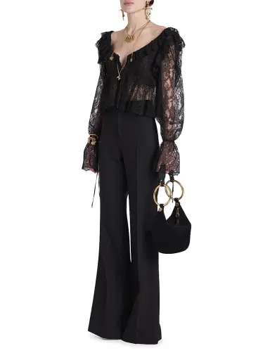 Chloé Women's Lace V-Neck Top - Black | Thumbnail 2 Chloé Women's Lace V-Neck Top - Black | Thumbnail 2