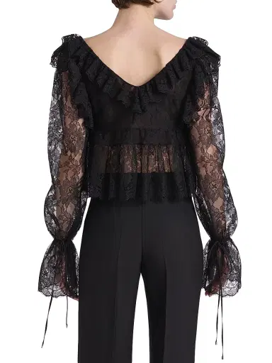 Chloé Women's Lace V-Neck Top - Black | Thumbnail 5 Chloé Women's Lace V-Neck Top - Black | Thumbnail 5