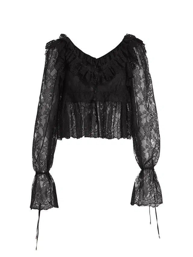 Women's Lace V-Neck Top - Black