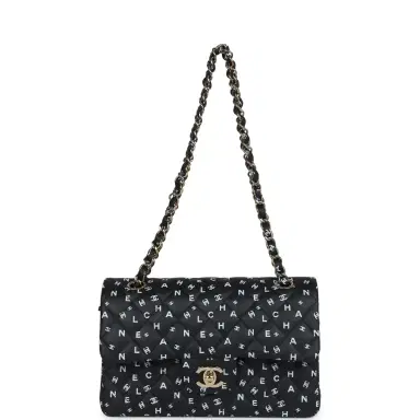 Chanel Chanel Small Classic Double Logo Printed Flap Bag Black/White Calfskin Gold Hardware | Thumbnail 7 Chanel Chanel Small Classic Double Logo Printed Flap Bag Black/White Calfskin Gold Hardware | Thumbnail 7
