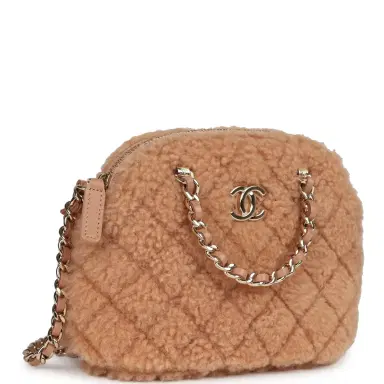 Chanel Chanel Small Crossbody Bag Light Brown Shearling Light Gold Hardware | Thumbnail 2