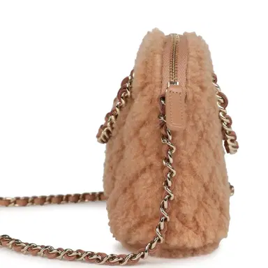 Chanel Chanel Small Crossbody Bag Light Brown Shearling Light Gold Hardware | Thumbnail 4