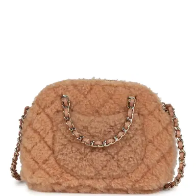 Chanel Chanel Small Crossbody Bag Light Brown Shearling Light Gold Hardware | Thumbnail 5
