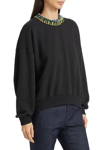 Cinq à Sept Women's Brandy Embellished Collar Sweatshirt - Black | Thumbnail 4 Cinq à Sept Women's Brandy Embellished Collar Sweatshirt - Black | Thumbnail 4