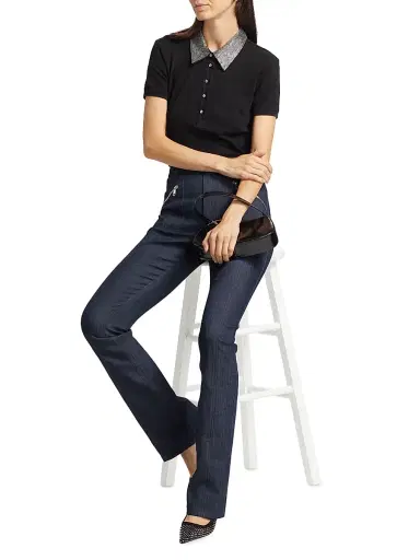 Cinq à Sept Women's Rupi Embellished Collar Top - Black - Size Small | Thumbnail 2