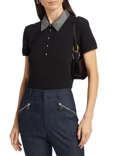 Cinq à Sept Women's Rupi Embellished Collar Top - Black - Size Small | Thumbnail 3