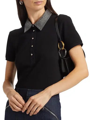 Cinq à Sept Women's Rupi Embellished Collar Top - Black - Size Small | Thumbnail 6