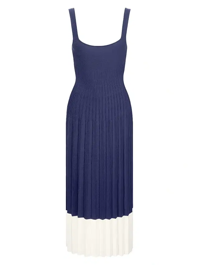 Women's Ellison Two-Tone Pleated Dress - Navy White