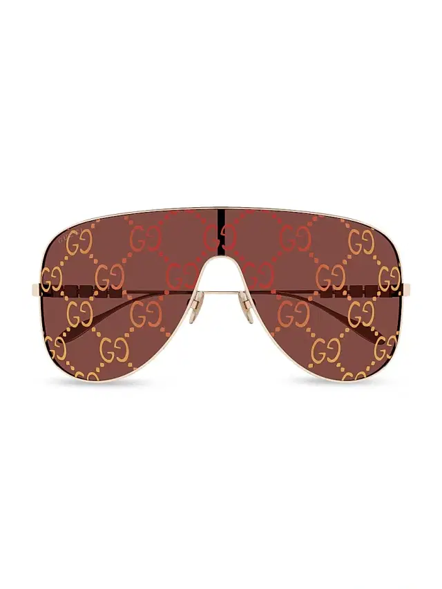 Women's Lettering 99MM Mask Sunglasses - Gold