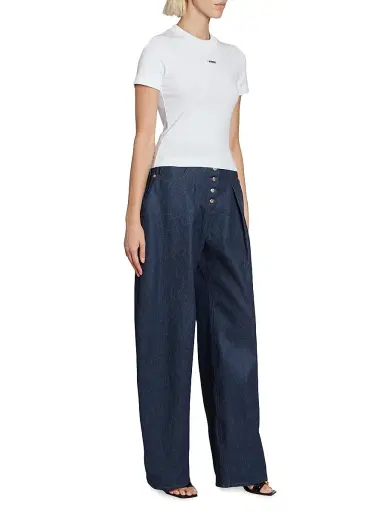 Jacquemus Women's Grosgrain Cotton Logo T-Shirt - White - Size XS | Thumbnail 2
