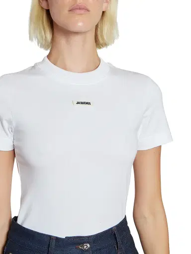 Jacquemus Women's Grosgrain Cotton Logo T-Shirt - White - Size XS | Thumbnail 6