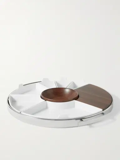Christofle MOOD Party Stainless Steel, Walnut and Porcelain Tray - Men | Thumbnail 3