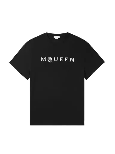 Alexander McQueen Logo-Flocked Cotton-Jersey T-Shirt - Men | Thumbnail 1 Alexander McQueen Logo-Flocked Cotton-Jersey T-Shirt - Men | Thumbnail 1