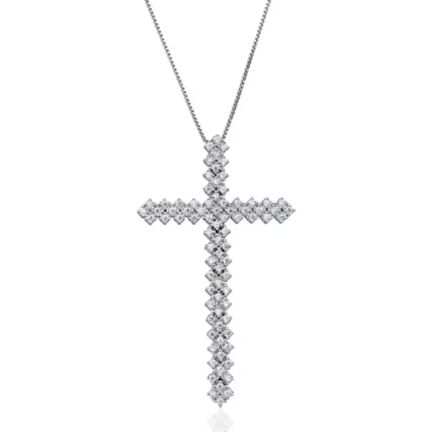 1.15ct Diamond 18K Gold Cross Necklace