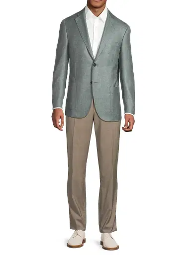 Corneliani Men's Wool-Blend Single-Breasted Blazer - Light Green | Thumbnail 2 Corneliani Men's Wool-Blend Single-Breasted Blazer - Light Green | Thumbnail 2