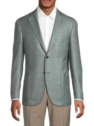 Corneliani Men's Wool-Blend Single-Breasted Blazer - Light Green | Thumbnail 3 Corneliani Men's Wool-Blend Single-Breasted Blazer - Light Green | Thumbnail 3