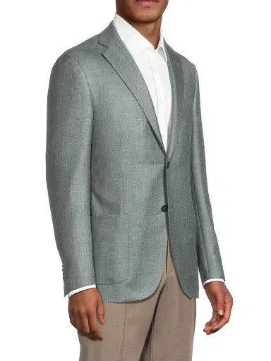 Corneliani Men's Wool-Blend Single-Breasted Blazer - Light Green | Thumbnail 4 Corneliani Men's Wool-Blend Single-Breasted Blazer - Light Green | Thumbnail 4