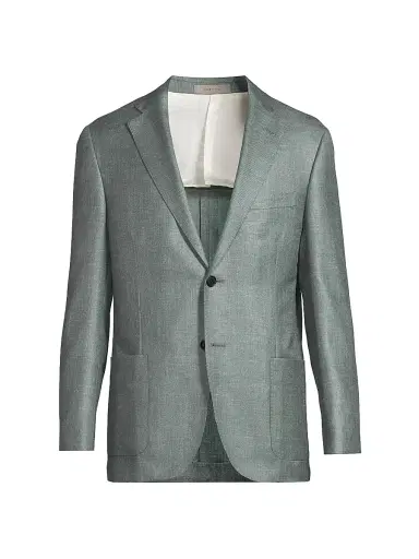 Corneliani Men's Wool-Blend Single-Breasted Blazer - Light Green | Thumbnail 1 Corneliani Men's Wool-Blend Single-Breasted Blazer - Light Green | Thumbnail 1