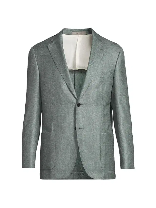 Men's Wool-Blend Single-Breasted Blazer - Light Green