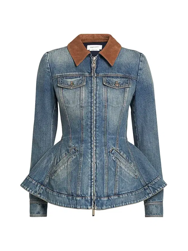 Alexander McQueen Women's Denim Fit & Flare Zip-Up Jacket