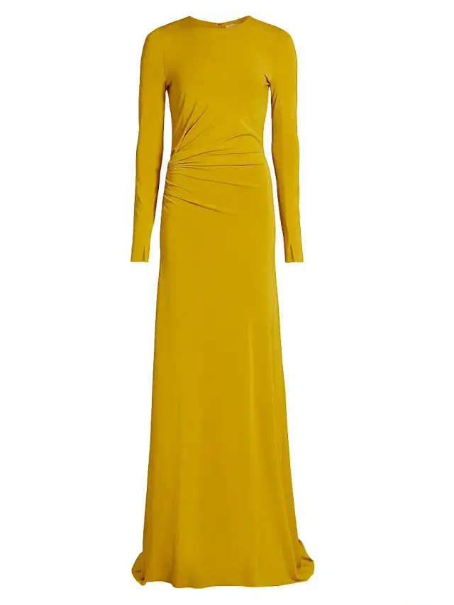 Jason Wu Collection Women's Jersey Gathered Long-Sleeve A-Line Gown - Kiwi