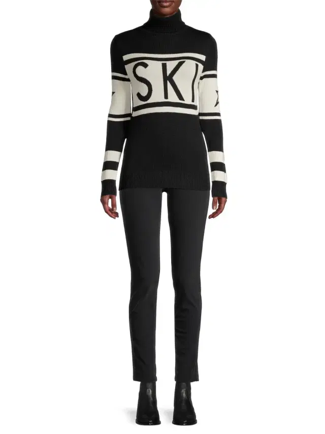 Women's Wool Turtleneck Ski Sweater - Black