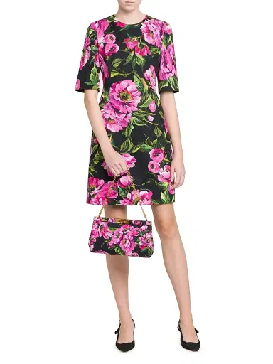 Dolce & Gabbana Women's Peonies Stretch-Cotton Minidress - Peonie Fuxia | Thumbnail 2 Dolce & Gabbana Women's Peonies Stretch-Cotton Minidress - Peonie Fuxia | Thumbnail 2