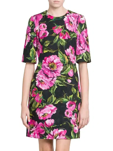 Dolce & Gabbana Women's Peonies Stretch-Cotton Minidress - Peonie Fuxia | Thumbnail 3 Dolce & Gabbana Women's Peonies Stretch-Cotton Minidress - Peonie Fuxia | Thumbnail 3