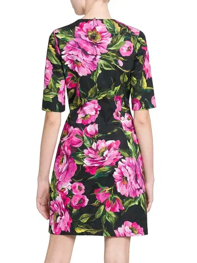 Dolce & Gabbana Women's Peonies Stretch-Cotton Minidress - Peonie Fuxia | Thumbnail 5 Dolce & Gabbana Women's Peonies Stretch-Cotton Minidress - Peonie Fuxia | Thumbnail 5