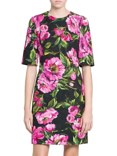 Dolce & Gabbana Women's Peonies Stretch-Cotton Minidress - Peonie Fuxia | Thumbnail 6 Dolce & Gabbana Women's Peonies Stretch-Cotton Minidress - Peonie Fuxia | Thumbnail 6