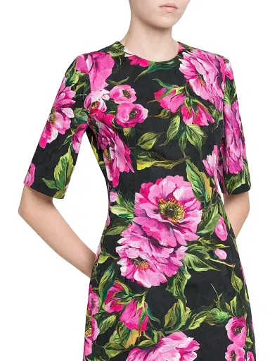 Dolce & Gabbana Women's Peonies Stretch-Cotton Minidress - Peonie Fuxia | Thumbnail 7 Dolce & Gabbana Women's Peonies Stretch-Cotton Minidress - Peonie Fuxia | Thumbnail 7