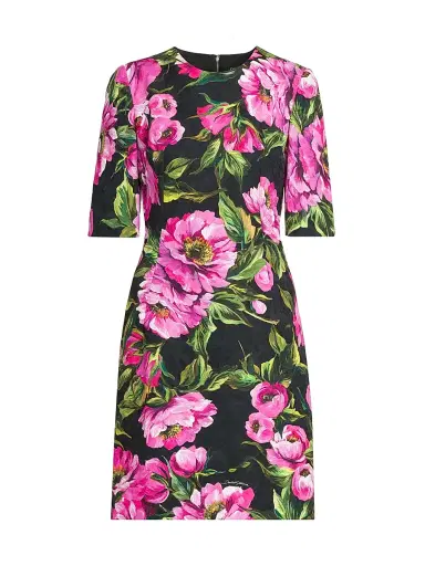 Dolce & Gabbana Women's Peonies Stretch-Cotton Minidress - Peonie Fuxia | Thumbnail 1 Dolce & Gabbana Women's Peonies Stretch-Cotton Minidress - Peonie Fuxia | Thumbnail 1