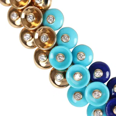 Van Cleef & Arpels Van Cleef & Arpels Bouton D’Or Necklace Turquoise, Lapis Lazuli and Diamonds & Yellow 18K Gold Hardware | Thumbnail 3 Van Cleef & Arpels Van Cleef & Arpels Bouton D’Or Necklace Turquoise, Lapis Lazuli and Diamonds & Yellow 18K Gold Hardware | Thumbnail 3