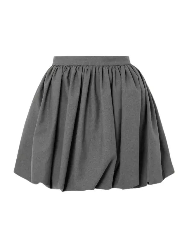 Pleated Wool Mini Skirt