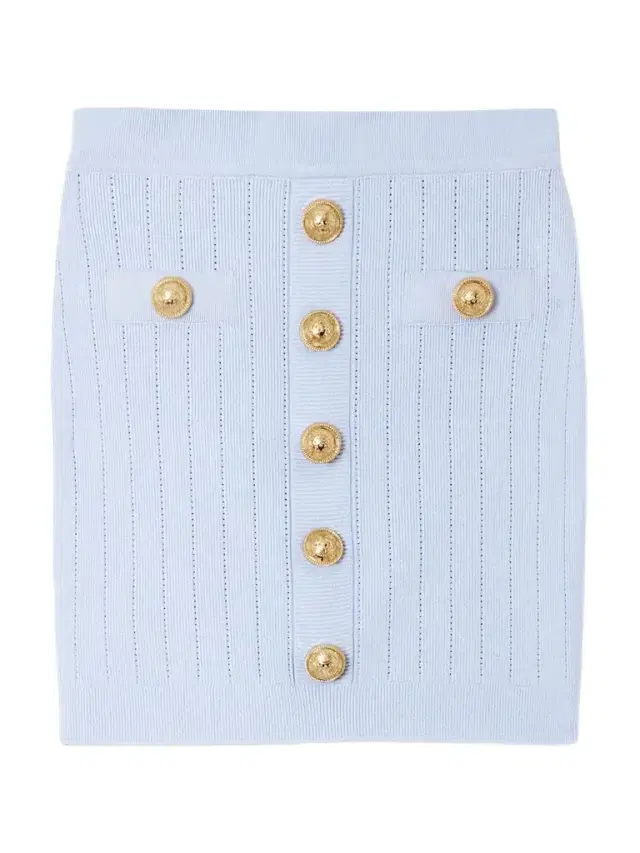 Button-embellished Ribbed-knit Mini Skirt