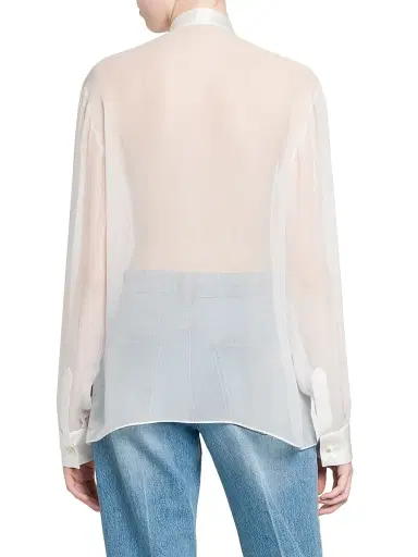 Dolce & Gabbana Women's Silk Chiffon Tieneck Blouse - Bianco Ottico | Thumbnail 5 Dolce & Gabbana Women's Silk Chiffon Tieneck Blouse - Bianco Ottico | Thumbnail 5