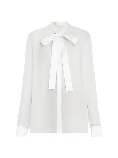 Dolce & Gabbana Women's Silk Chiffon Tieneck Blouse - Bianco Ottico | Thumbnail 1 Dolce & Gabbana Women's Silk Chiffon Tieneck Blouse - Bianco Ottico | Thumbnail 1