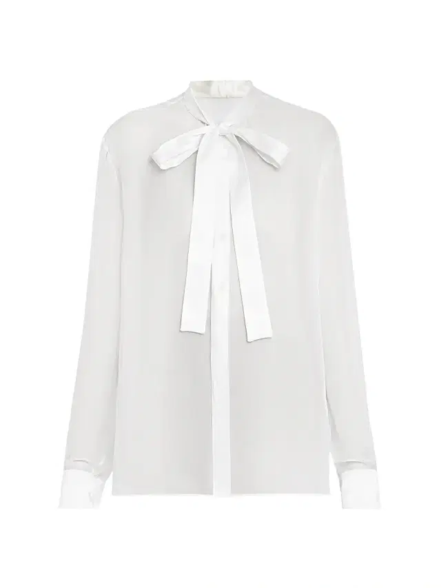 Women's Silk Chiffon Tieneck Blouse - Bianco Ottico