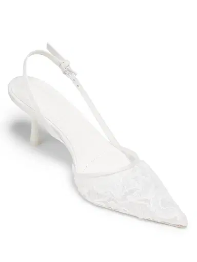Simkhai Women's Dylan Lace Slingback Pumps - White | Thumbnail 2