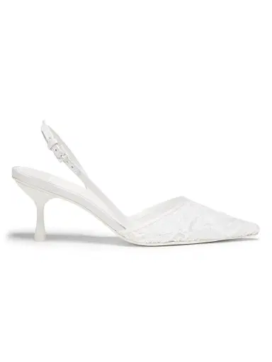 Simkhai Women's Dylan Lace Slingback Pumps - White | Thumbnail 1