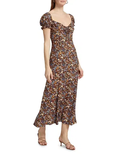 Reformation Women's Shyla Floral Midi-Dress - Morel - Size 12 | Thumbnail 4